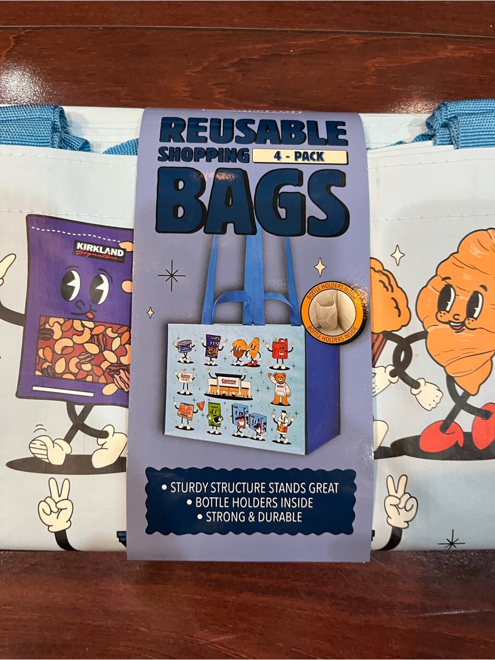 4-Pack Costco Character V2 Reusable Shopping Bags W 20” x H 14” x D 11.5”  New - Picture 2 of 16